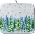 Watercolor Winter Dish Drying Pad Forest Kitchen Mat by Giwawa