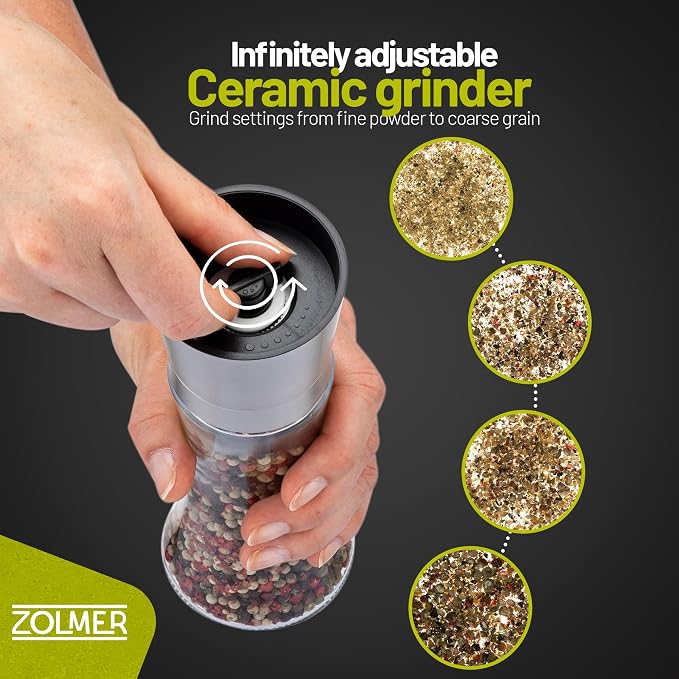 ZOLMER® Premium Stainless Steel Salt and Pepper Grinder Set manual | Adjustable - Image 3
