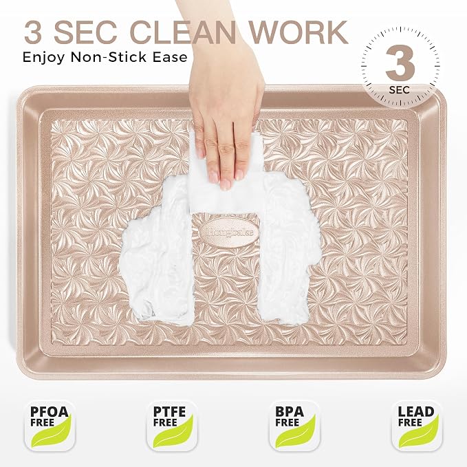 HONGBAKE Nonstick Baking Sheet Pan Set of 3, Cookie Sheets - Image 6