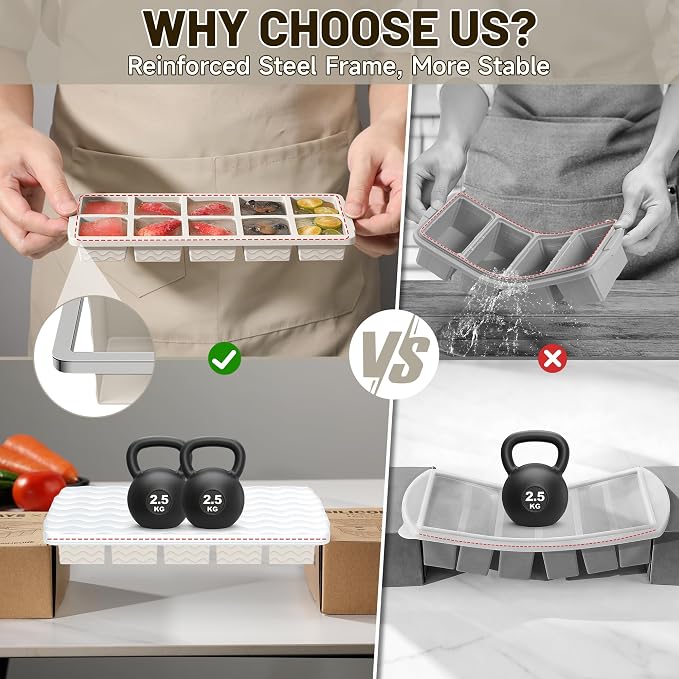 Ice Cube Tray with Lid – 3 Pack 2 Tbsp Ice Trays - Image 4