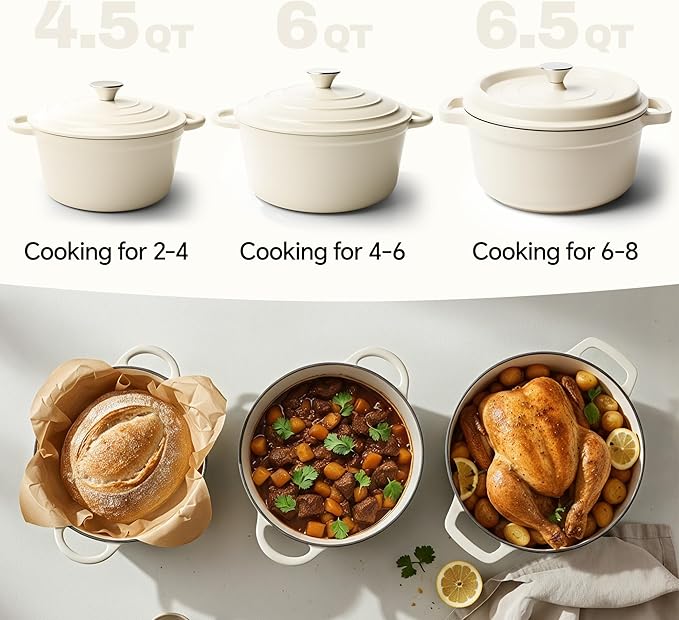 6 Quart Dutch Oven Pot with Lid, Non Stick Enameled Cast Iron Dutch Oven - Image 3