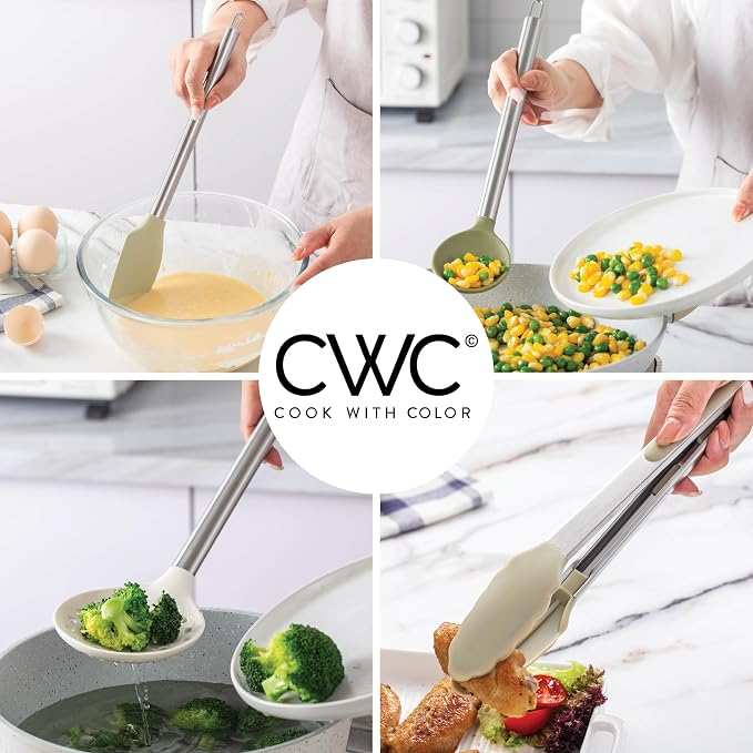 COOK WITH COLOR Silicone Cooking Utensils, Kitchen Utensil Set, Cooking Utensils - Image 4