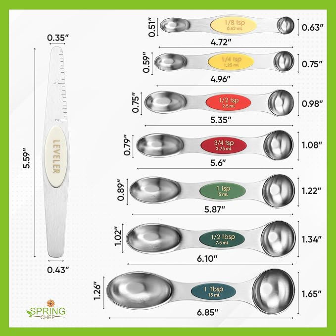 Spring Chef Stainless Steel Magnetic Measuring Spoons Set of 8 - Image 3
