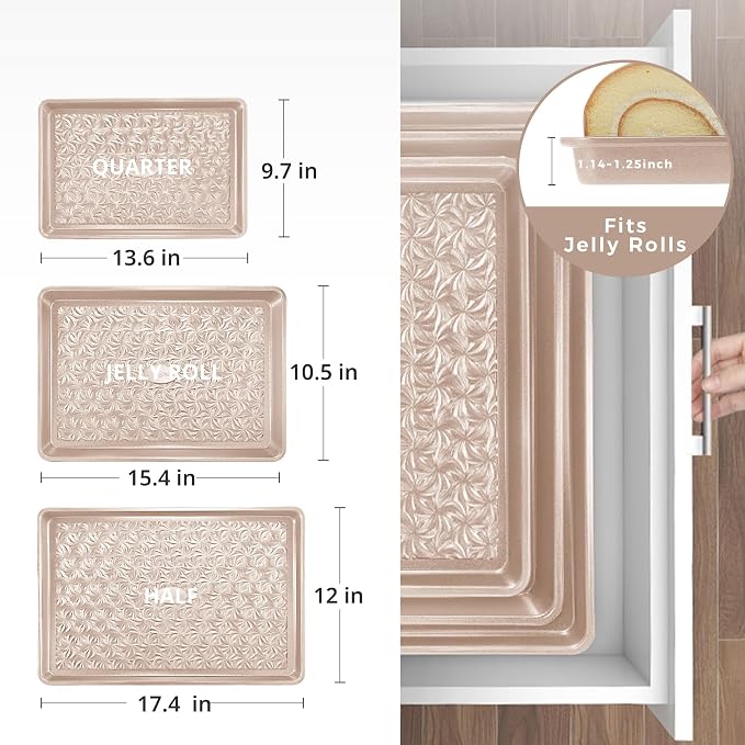 HONGBAKE Nonstick Baking Sheet Pan Set of 3, Cookie Sheets - Image 8