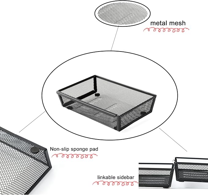 Mesh Tray Silverware Drawer Organizer, Utensil Cutlery Tray Office Supplies - Image 5