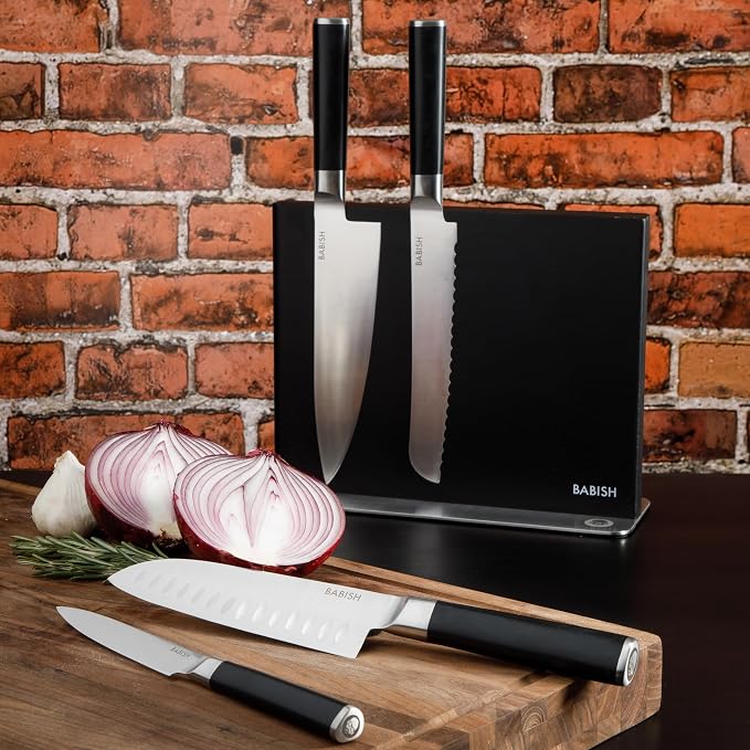 Babish 5-Piece Magnetic Forged Kitchen Knife Block Set – 1.4116 German Steel - Image 2