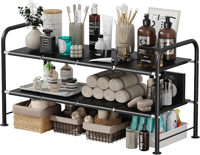 NETEL Under Sink Organizers and Storage, 2 Tier Shelf Under Bathroom Sink by NETELOfficial