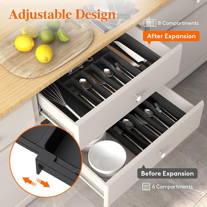 Lifewit Silverware Drawer Organizer, Expandable Utensil Tray - Image 6