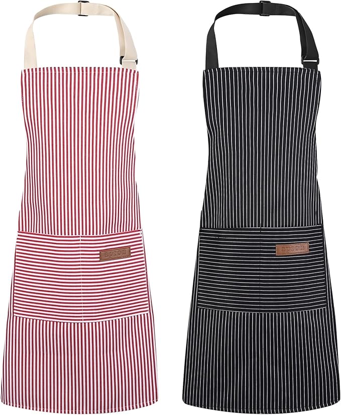 2 Pack Stripes Kids Apron, Kids Cooking Aprons by XLSXEXCL