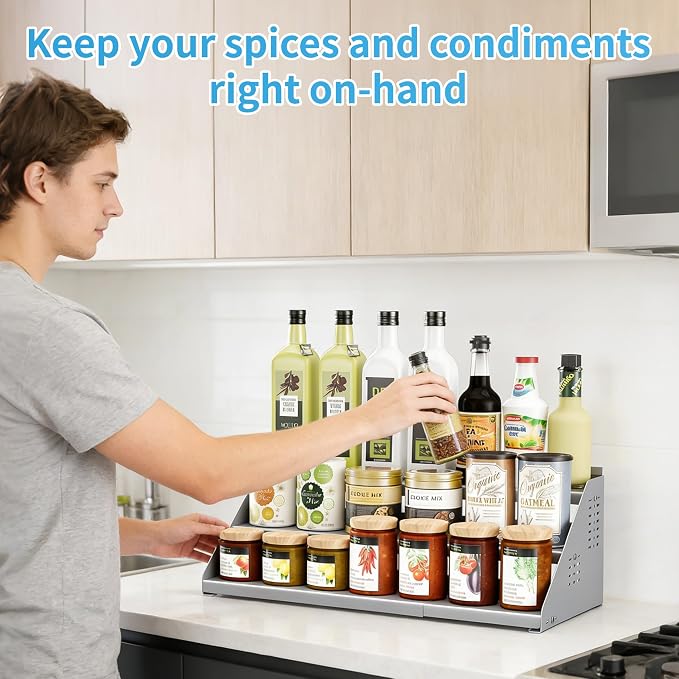 BOIVSHI Spice Rack Organizer, Metal Spice Rack Organizer - Image 3
