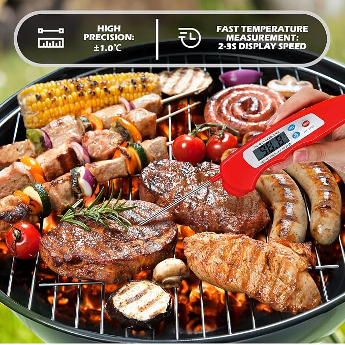 6 Pieces Digital Meat Thermometer Foldable Instant Read Food Thermometer - Image 3