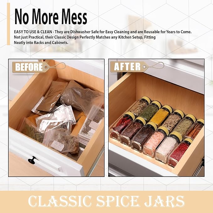 Glass Spice Jars with Bamboo Airtight Lids - Image 2