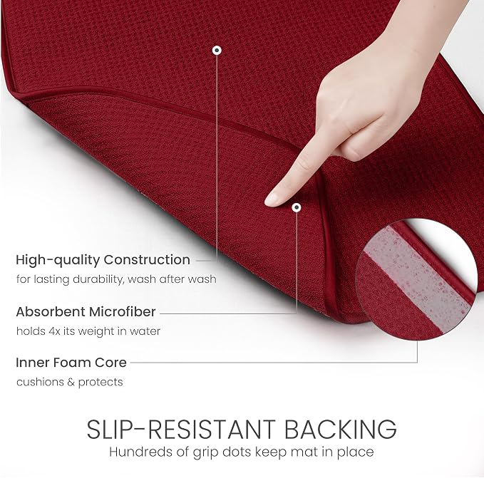 Bellemain XL Dish Mat 24" x 17" Microfiber Dish Drying Mat, Super absorbent - Image 4