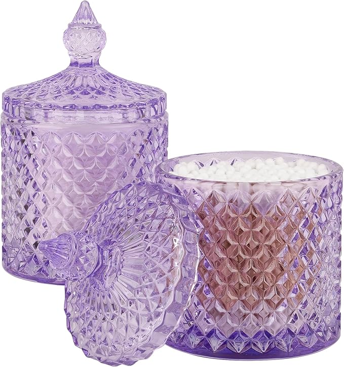 rejomiik 2 Pack Qtip Holder Thick Glass Apothecary Jars by rejomiik