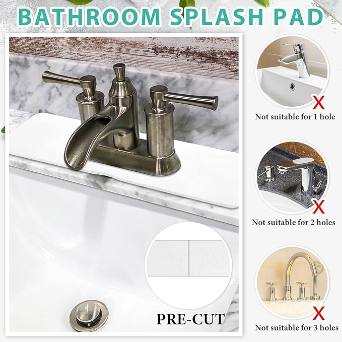 Tioncy 2 Pcs Faucet Mat Sink Splash Guard Oval-hole Oval Splash Pad - Image 3