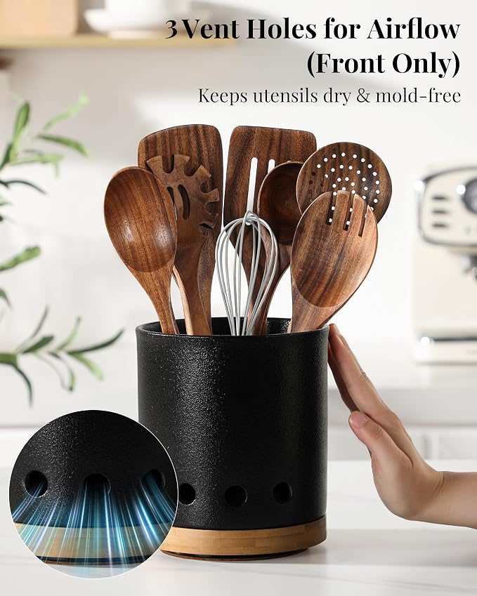 LoeJan 360° Rotating Ceramic Utensil Holder - Image 3