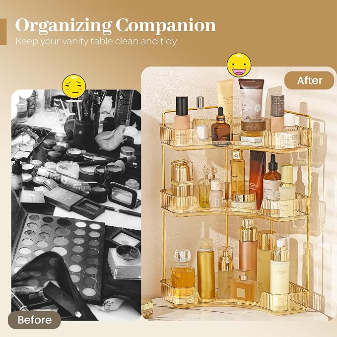 Aveniee Corner Bathroom Counter Organizer, Bathroom Countertop Shelf Makeup - Image 5