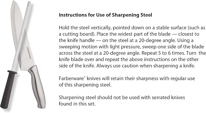 Farberware 15-Piece Stamped Stainless Steel Knife Block Set, High-Carbon - Image 8