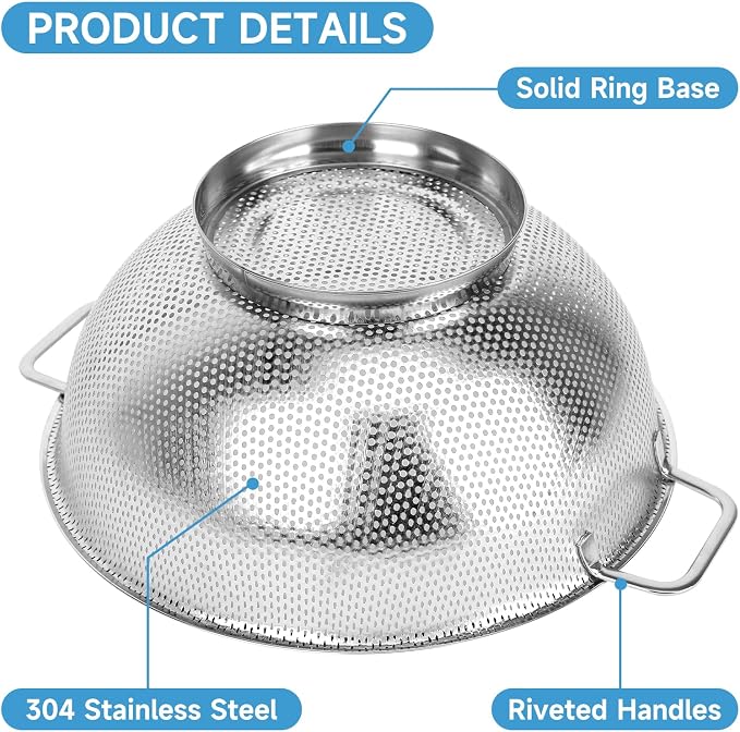 Colander for Kitchen, Stainless Steel Colander Strainer - Image 4