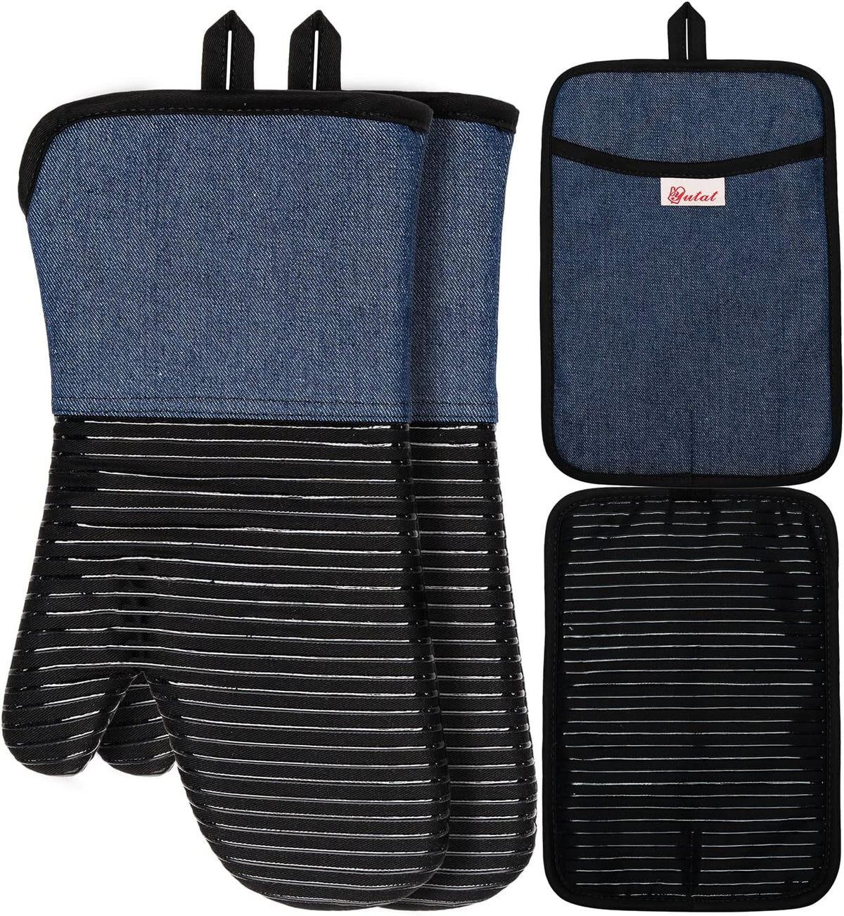 Yutat Oven Mitts, Pot Holders Set of 4 Made with Pure Cotton and Food