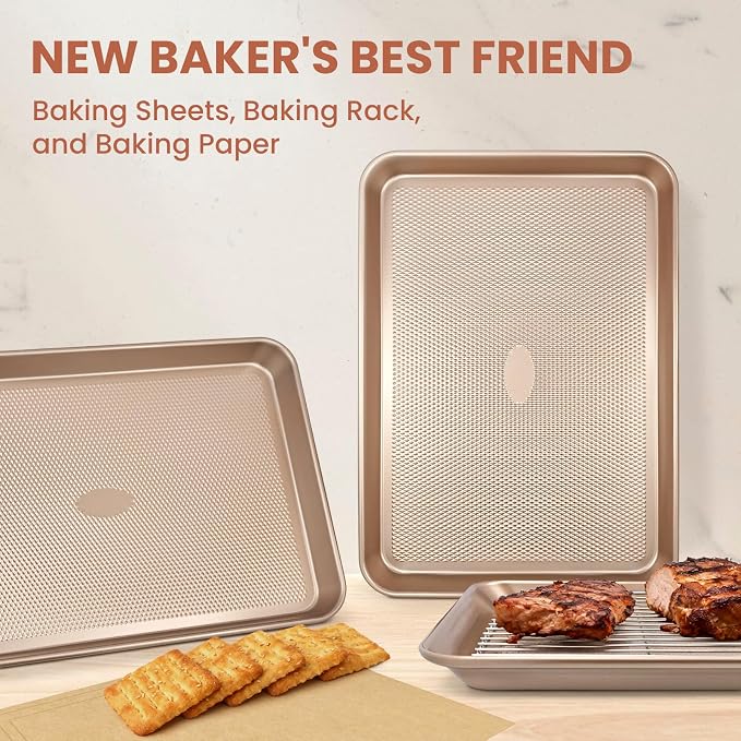 Baking Sheet with Wire Rack Set, 2 Sheet Pans with 2 Cooling Racks, Thickened - Image 8