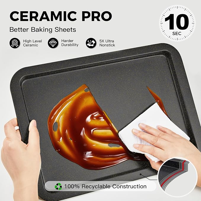 HONGBAKE Ceramic Baking Sheet Pan Set, Cookie Sheet - Image 6