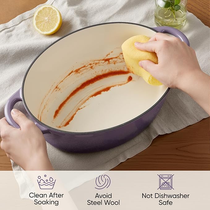 Oval Dutch Oven for Bread Baking, 4.5 Quart Non Stick Enameled Cast Iron Dutch - Image 7