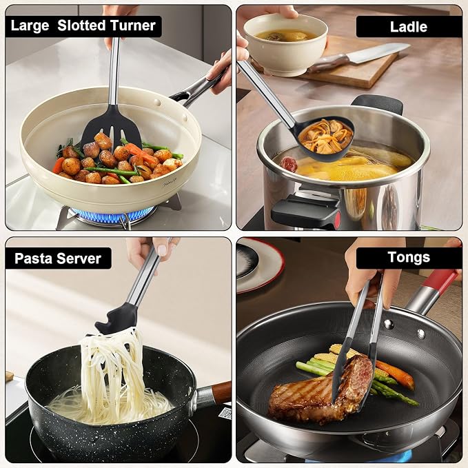 Silicone Cooking Utensils Set, Vayvnt 8 PCS Kitchen Utensils Set - Image 6