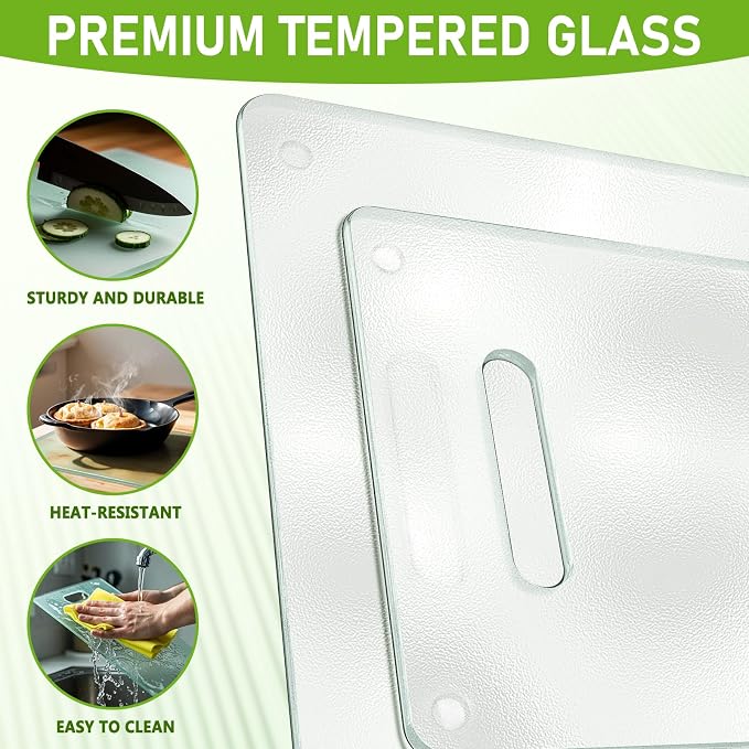Tempered Glass Cutting Board for Kitchen, Plastic Free, Scratch Resistant - Image 3