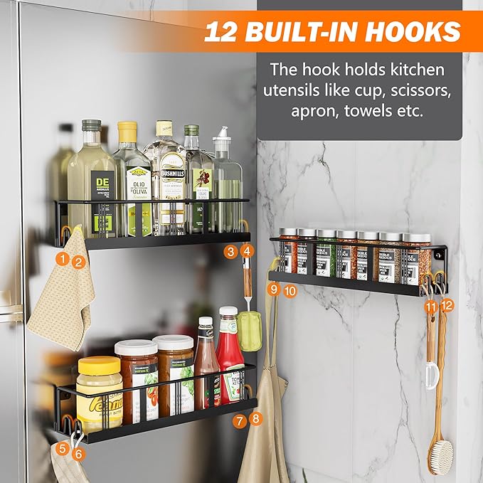 Bunoxea Spice Rack Wall Mounted 4 Pack, Space-Saving Spice Organizer - Image 6