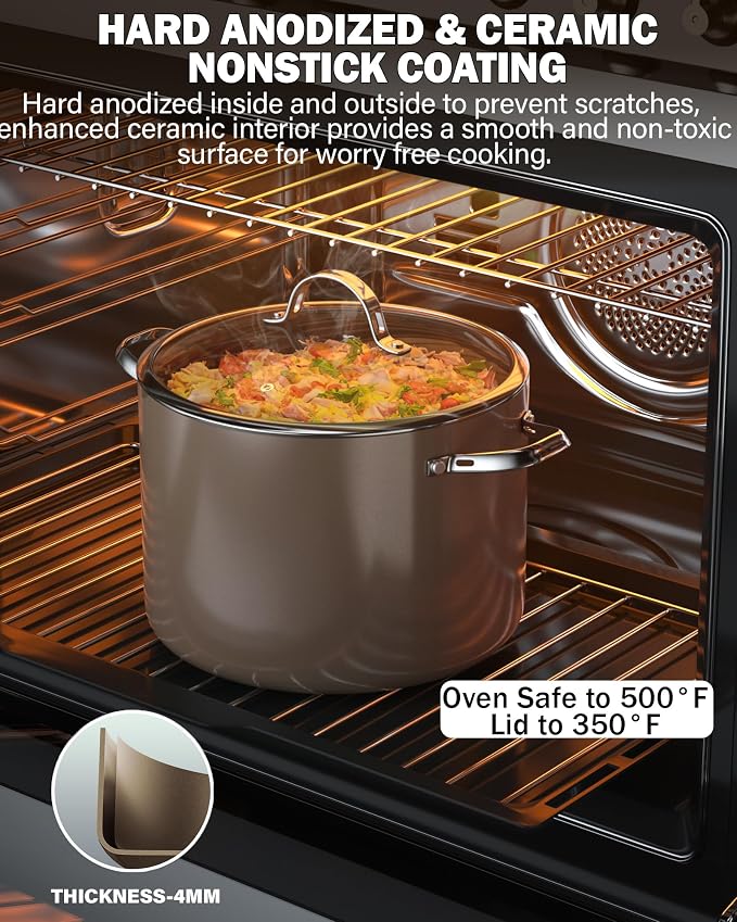 Cooks Standard Hard Anodized Ceramic Nonstick 8-Quart Stock pot - Image 4
