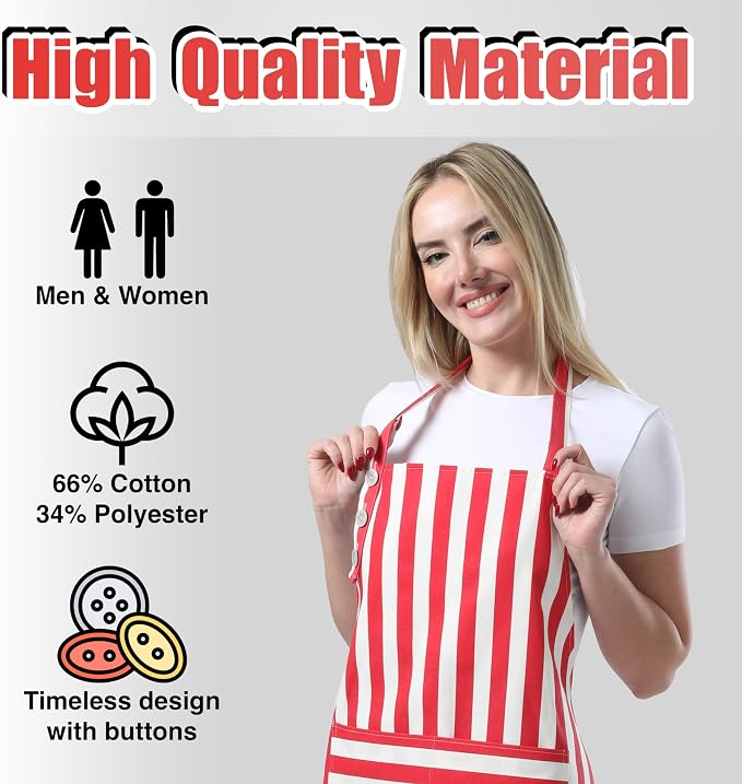 TOSHEX Kitchen Apron Waterdrop Resistant Cotton Apron - Image 2