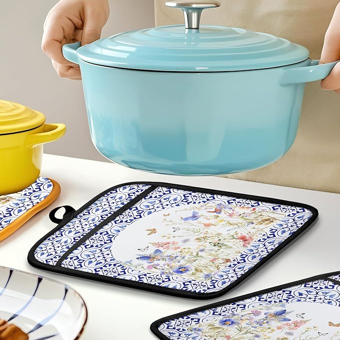 Colorful Wildflowers Floral Oven Mitts Set, Pot Holders - Image 6