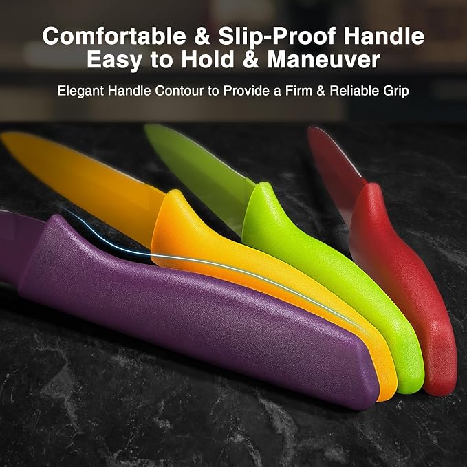 Gourmetop Paring Knife with Cover, Paring Knives Set of 4, 3.8" Paring Knife - Image 3
