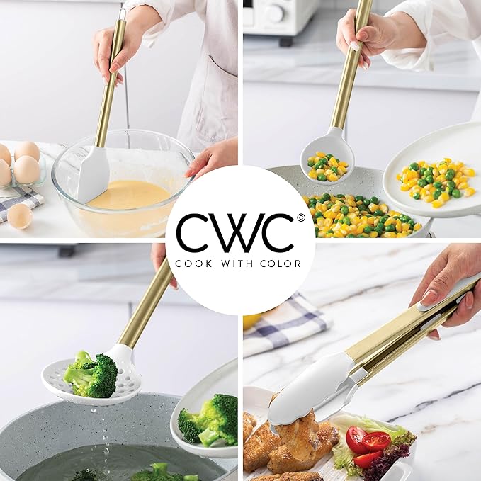 COOK WITH COLOR Silicone Cooking Utensils, Kitchen Utensil Set, Cooking Utensils - Image 3