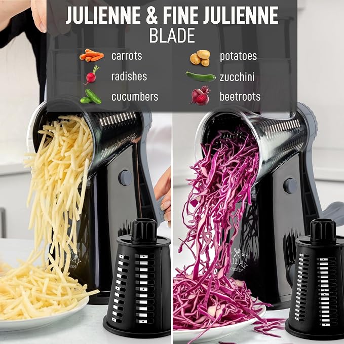 Zulay Kitchen Rotary Cheese Grater 5 Blade Cheese Shredder - Image 6
