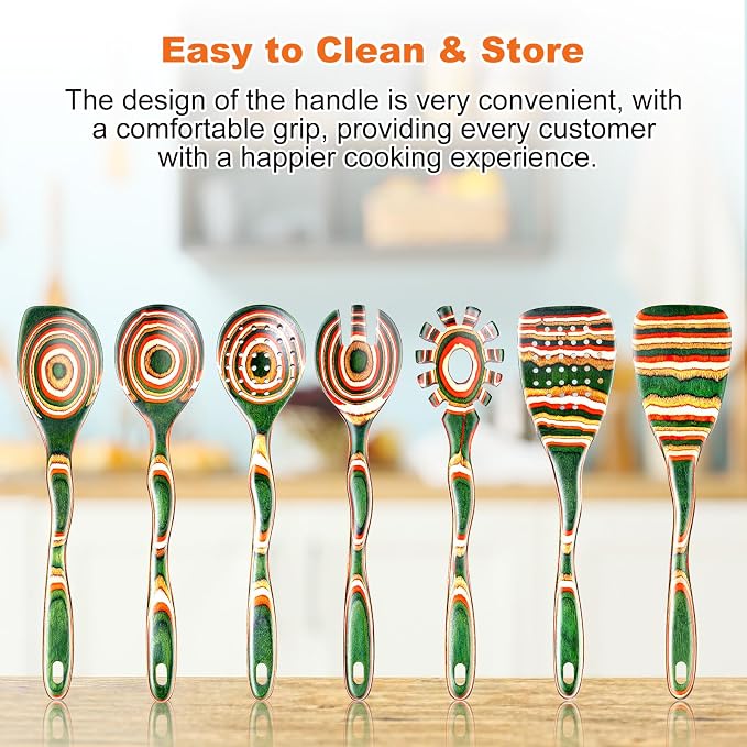 7Pcs Pakkawood Kitchen Utensils Set - Image 6