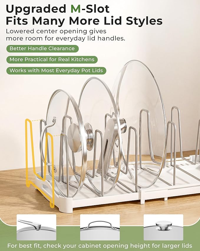 EVERIE Adjustable Bakeware Organizer Pot Lid Holder Rack - Image 3