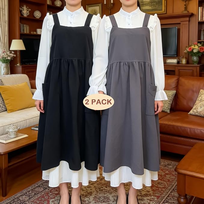 Uaussi Cotton Linen Apron Cross Back Work Apron - Image 6