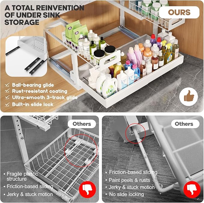1 Pack-16"-26"W Expandable Under Sink Organizer - Image 5
