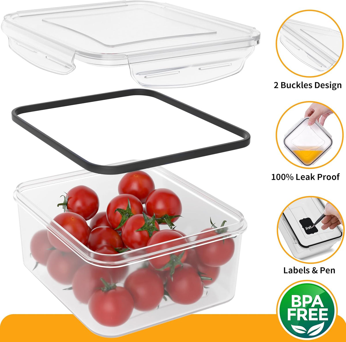 52 PCS Large Food Storage Containers with Lids Airtight, BPA-Free