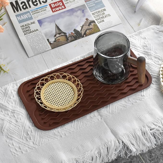 Silicone Dish Drying Mat, Non-Slip Easy Clean Sink Mat Large Heat-resistant - Image 5