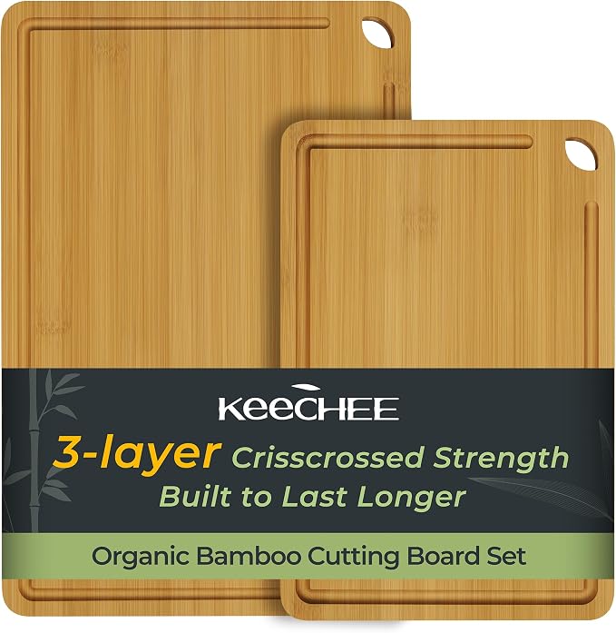 Keechee Chopping Board 2-Pcs Natural Bamboo Cutting Board by Keechee