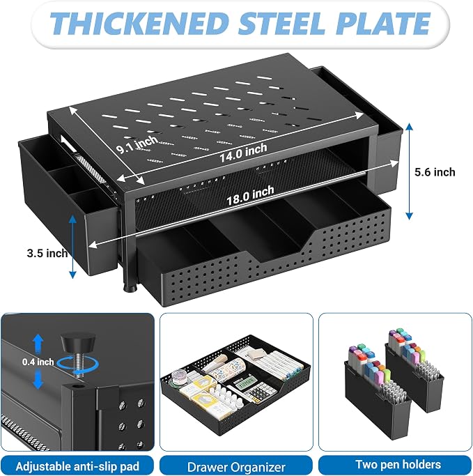 OPNICE Laptop Stand Desk Organizer, 2-Tier Metal Monitor Stand Riser - Image 7