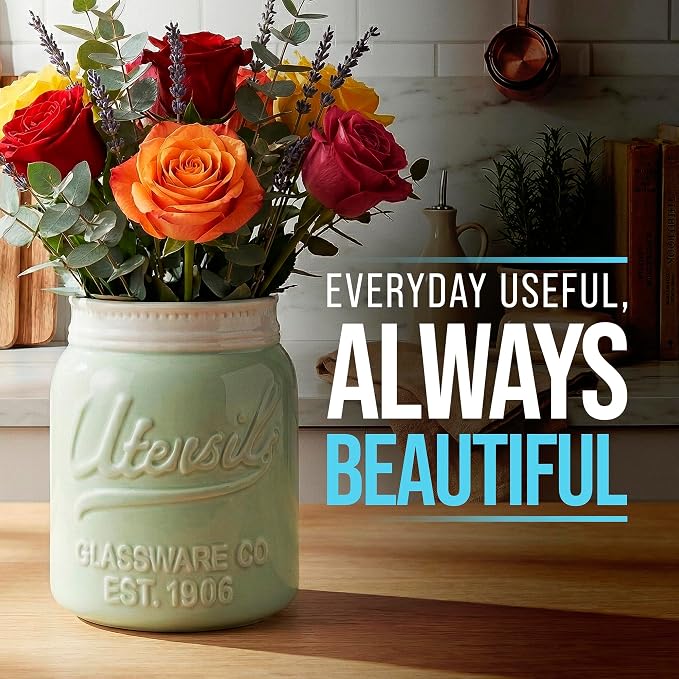 Comfify Wide Mouth Mason Jar Utensil Holder Decorative Kitchenware Organizer - Image 7