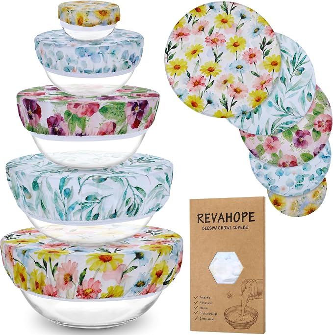 5-Size Reusable Beeswax Bowl Covers by Revahope