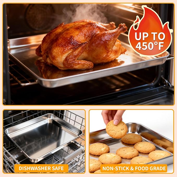 CEKEE Baking Sheet Set of 4, Stainless Steel Cookie Sheets - Image 5