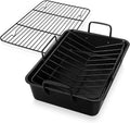 E-far Roasting Pan with Racks, Large Stainless Steel Turkey Roaster with by E-far