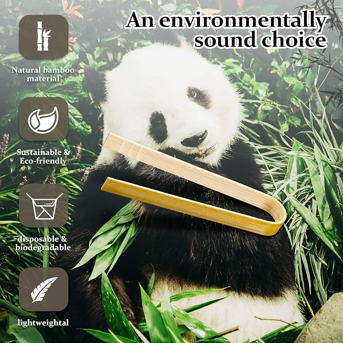 Patelai 90 Pieces Mini Bamboo Tongs Long Toast Tongs Disposable Wooden Cooking - Image 4