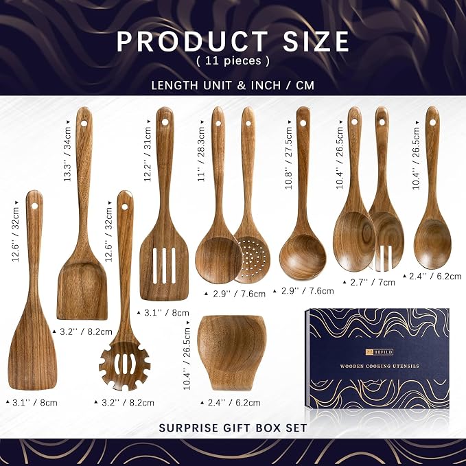 Wooden Spoons for Cooking, Nonstick Cooking Utensil Set - Image 2